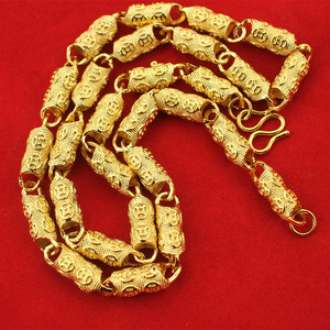 Collana da Uomo Vintage <span class=keywords><strong>in</strong></span> <span class=keywords><strong>Ottone</strong></span> Placcato Oro con Catena a Maglie a Bambù, Gioiello Regalo, Vendita all'Ingrosso - Product Image 4