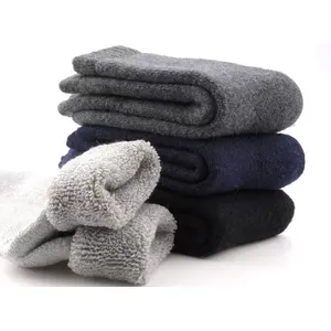 Calcetines gruesos y lisos de lana para hombre y mujer, calcetín cálido para invierno, envío directo