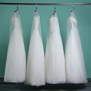 Copri antipolvere per abito in <span class=keywords><strong>Tulle</strong></span> morbido trasparente di alta qualità 160cm-180cm di lunghezza pieghevole per abiti da sposa - Product Image 1