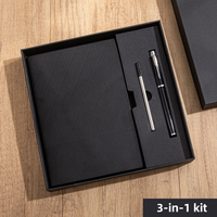 Ensemble cadeau de carnet promotionnel en gros personnalisé avec stylo, carnet en cuir PU vierge pour le bureau, journal A5 avec logo, avec boîte