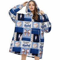 Couverture-sweat à capuche surdimensionnée imprimée baseball/softball, douce et moelleuse, pour la maison, cadeau idéal pour les fans de sport