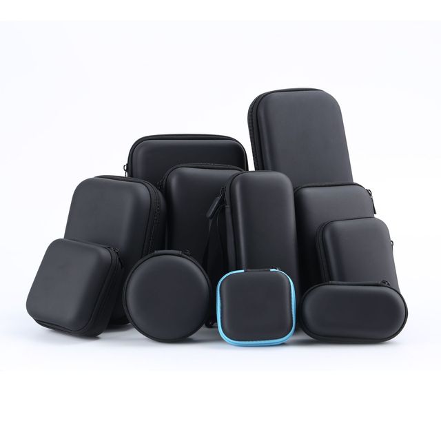 12*8*4cm Customized Design EVA Waterproof Shockproof Dustproof Black Zipper Closure Protective Case for Batteries Power Banks