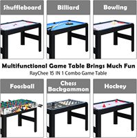 Table de jeux multifonction 15-en-1 de 48 pouces en bois composite pour la maison et la salle de jeux : Baby-foot, Hockey, Billard, Ping-pong, Basketball, Shuffleboard