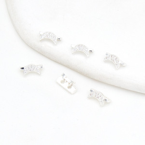 Moon-Shaped Double-Hole <b>Spacer</b> Bead Clasp 18k Gold Plated Diamond Encrusted DIY Jewelry Findings Silver Gold Color Options - Product Image 5
