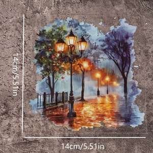 JAI IMAN 10 hojas PET <span class=keywords><strong>acuarela</strong></span> Rainy Street Pegatina autoadhesiva de gran tamaño para suministros de colección de recortes - Product Image 2