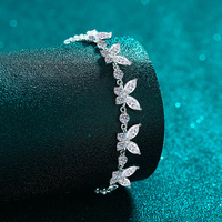 Bracelet chaîne en argent S925 incrusté de moissanite, style papillon, pour femme, accessoire de robe de soirée, design tendance