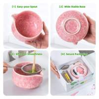 Ensemble d'outils à matcha d'usine, coffret cadeau, cuillère en bambou, logo personnalisé, ensemble de matcha chawan, 7 pièces, fouet à matcha rose, bol en céramique