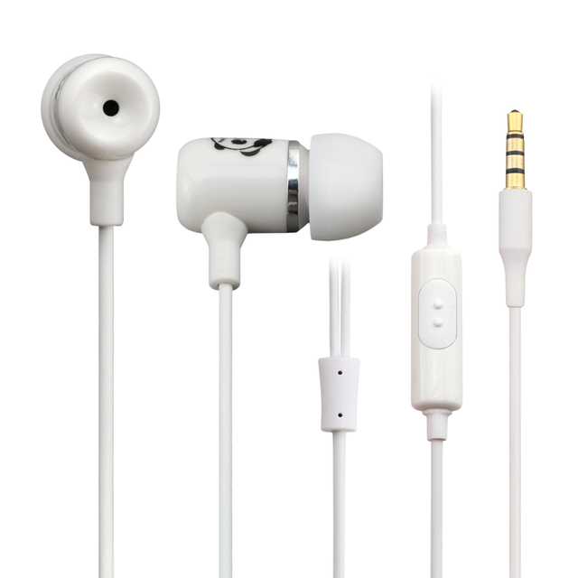 Cute Panda Pattern 3.5 mm in Ear Wired Earphones Soft Silicone Ear Plugs Earbuds