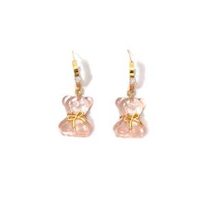 Fashion Dangle <b>Earrings</b> Pink Bear Charm Gold Plated 316L Stainless Steel Sustainable Resistant Jewelry - Product Image 1