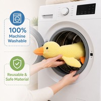 Jouet en peluche pour chien anti-stress lavable en machine, canard jaune doux et rembourré, jouet à mâcher pour animaux de compagnie avec couineur intégré