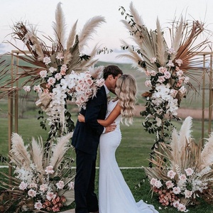 Temi di nozze Boho fai-da-te composizione floreale ad arco sfondo pampa conservato a secco decorazioni floreali grande grande soffice <span class=keywords><strong>erba</strong></span> secca pampa - Product Image 4