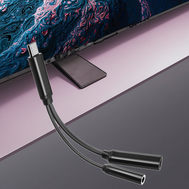 OEM 2 in 1 USB C to 3.5mm Headphone and Charger Adapter, USB C to AUX Mic Jack with PD 60W Fast Charging for Stereo, Earphones