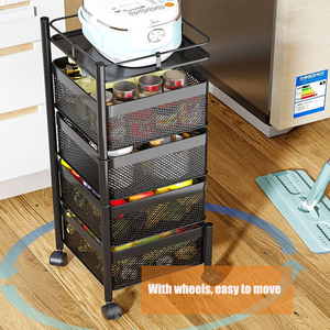 AMZ étagère de rangement de cuisine rotative à 3/4/5 niveaux en métal tour de rangement panier étagères organisateur Viggie chariot à fruits - Product Image 3