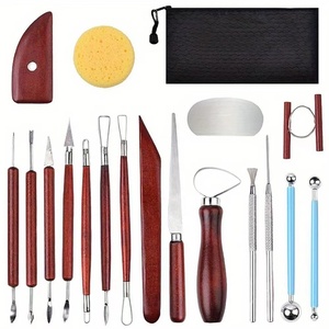 Ensemble <span class=keywords><strong>d</strong></span>'outils en argile de 18 pièces pour <span class=keywords><strong>d</strong></span>ébutants comprenant un sac à fermeture éclair Oxford Bâton de boule de fondant solide en toile Bois Acier au silicone - Product Image 6