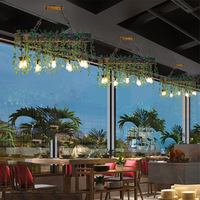 Lustre en bois de bateau nostalgique rétro créatif comptoir de bar restaurant stand décoration plantes lustre