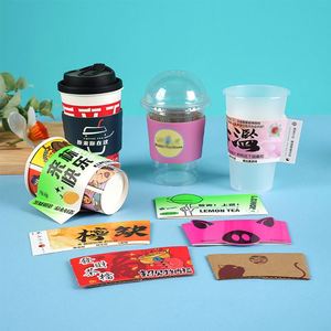 Manchons de tasses à café en papier Kpop jetables avec logo personnalisé, manchons de tasses en carton ondulé Kraft pour boissons chaudes, thé au lait à bulles - Product Image 5