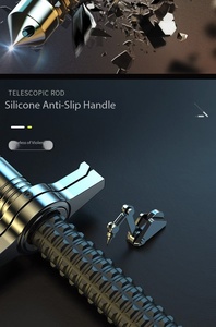 Équipement personnel, bâton pliable à trois sections <span class=keywords><strong>de</strong></span> 26/32/37 pouces, extensible, à pointe en acier, poignée en caoutchouc, alliage - Product Image 5