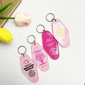 Wholesale Custom Retro Vintage <b>Plastic</b> <b>Key</b> <b>Chains</b> Bulk Sublimation Blank Keychain for Motel & Hotel <b>Key</b> Tag - Product Image 5
