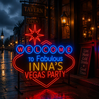 Letrero de Neón Led Personalizado 'Welcome to Fabulous Las Vegas' con Panel de Acrílico, Luces de Neón con Logotipo para Hotel, Deportes, Cerveza e Iluminación