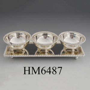 Bạc Trang Trí Bát Trái Cây Đặt Hạt Sóng Bát Với Khay Cho Đám Cưới - Product Image 2