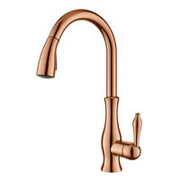 Robinet de cuisine monocommande à bec haut en laiton nickel brossé, design moderne, pour hôtels, avec pulvérisateur extractible et valve en céramique