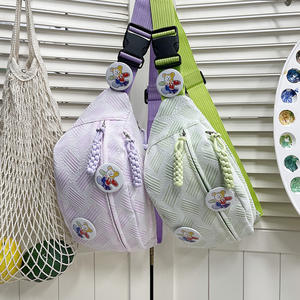 Bolso de pecho sencillo y bonito para mujer, bolso cruzado ligero con cremallera para uso diario de estudiantes, amarillo, rosa, verde, morado, verano - Product Image 5