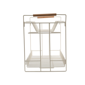 Double Layer Wire Storage <b>Rack</b> White Rectangle Bathroom <b>Kitchen</b> Desktop Organizer Standing Type Eco Friendly - Product Image 2