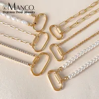Chaînes à pendentif ovales géométriques EMANCO pour femmes, breloques DIY en acier inoxydable, bijoux, expédition en 48 heures, dropshipping, vente en gros