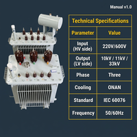 Transformador Sumergido en Aceite ONAN de 220v a 10kv, 11kv y de 600v a 33kv para Distribución de Energía en Exteriores