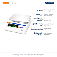 Balance de laboratoire JINGFEI YP-30001 3000g x 0.1g rechargeable avec fonction de comptage – Fournisseur d'usine OEM