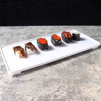 Assiette rectangulaire plate en mélamine blanche incassable de 13,5 pouces pour service de sushi, vente en gros d'usine pour la restauration