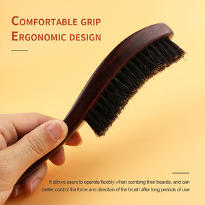 Fabrika toptan özel ahşap saplı yumuşak orta sert domuzu kıl sakal saç fırçası 360 dalga fırça - Product Image 3