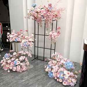 Ensemble de fleurs artificielles roses et violettes pour mariage, décoration murale, rangée de fleurs en soie pour table, toile de fond florale - Product Image 2