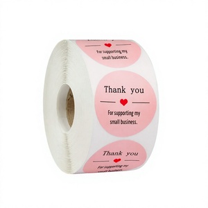 Adesivi Rosa 'Love' da 1 Pollice per Buste Regalo e Scatole, Personalizzabili, Adesivi di Ringraziamento, Produzione Diretta - Product Image 1