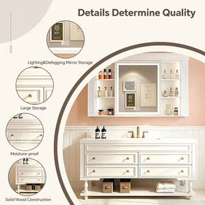 Meuble-lavabo élégant français à vasque unique 36-92 pouces personnalisable, avec comptoir et vasque en pierre intégrés, meuble-lavabo autoportant - Product Image 5