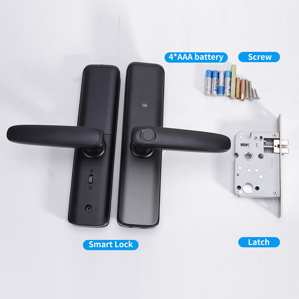 TTlock Smart Lock Biometric Fingerprint Password Card Keyless Interior Door Handle for Airbnb Apartment Management BLE APP Cloud