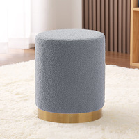 Pouf Repose-Pieds Moderne, Tabouret Ottoman Rond en Velours Rose, Pouf d'Appoint Économique pour Salle à Manger