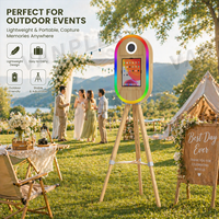 Fabrieksdirect ovale houten iPad fotohokje 10.2-13 inch DSLR standaard kiosk met aangepast logo voor bruiloften en feesten