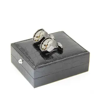 O. bjewelry-caixa de abotoaduras pretas, imitação de alta qualidade, jacaré, abotoaduras, caixa de transporte de joias (excluindo abotoaduras)