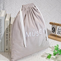 Sac en velours doux pour emballage cadeau, avec cordon de serrage, logo personnalisé imprimé, sac de rangement pour vêtements, chaussures, sèche-cheveux, sac anti-poussière en velours