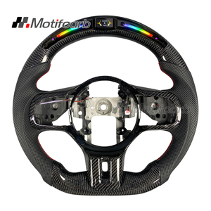 Volante de fibra de carbono con luces LED personalizadas para Mitsubishi Lancer Evolution X GSR MR X Final Edition 2008-2016, con empuñaduras negras. - Product Image 1