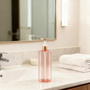 Большая 480 мл прозрачная розовая пластиковая бутылка для домашних животных с насосом в форме цилиндра для дозатора шампуня и жидкого лосьона - Product Image 5