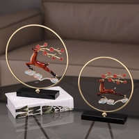 Artisanat métallique, sculpture de cerf en laiton pur, plaqué or, base en cristal, décoration de luxe pour la maison, salon, bureau, idées de cadeaux de déménagement