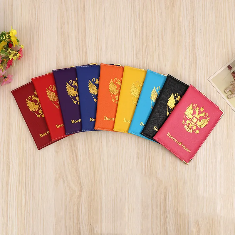 Wholesale Luxury Custom Leather Cardholder Colorful Mini Credit Card Wallet America Passport Holder Covers Gold Stamping USA PU