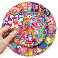 50 autocollants personnalisés en vinyle, dessinés à la main, style dessin animé, sur le thème des maisons monstres, originaux, créatifs, originaux et de niche, pour la décoration de cahiers et de jouets