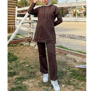 Ensemble haut et pantalon de sport modeste 2026 pour femme, manches longues, avec ceinture, léger, séchage rapide, en coton respirant, toutes saisons, vente en gros - Product Image 3