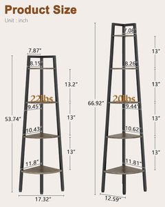 Estante de Esquina, Estantería de Esquina de 5 Niveles, Estante Tipo <span class=keywords><strong>Escalera</strong></span> Rústico, Soporte de Exhibición Industrial para Sala de Estar, Cocina, Oficina en Casa - Product Image 2