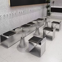 Tables et chaises de restaurant en acier inoxydable, ensemble de mobilier de restaurant, table basse, mobilier de café, banquette de café