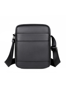 Sac bandoulière homme en cuir PU noir, style vintage mini, léger, personnalisable avec logo, OEM, neuf. - Product Image 1