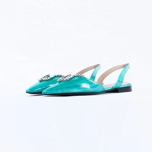 Patent Metallic Upper Women Bling Diamonds Sandals Ladies Causal Back Strap Pumps Office Ladies Flat Slingback <b>Shoes</b> - Product Image 5